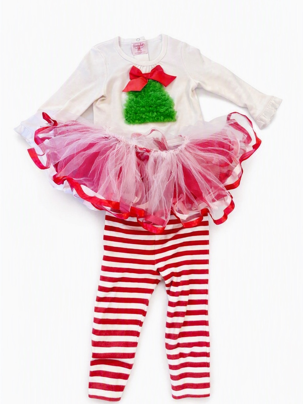 Mud Pie Girls Christmas Tree Tutu & Leggings Set - Size 2T